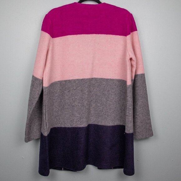 Max Studio colorblock wool blend open long coat-M - Picture 5 of 5